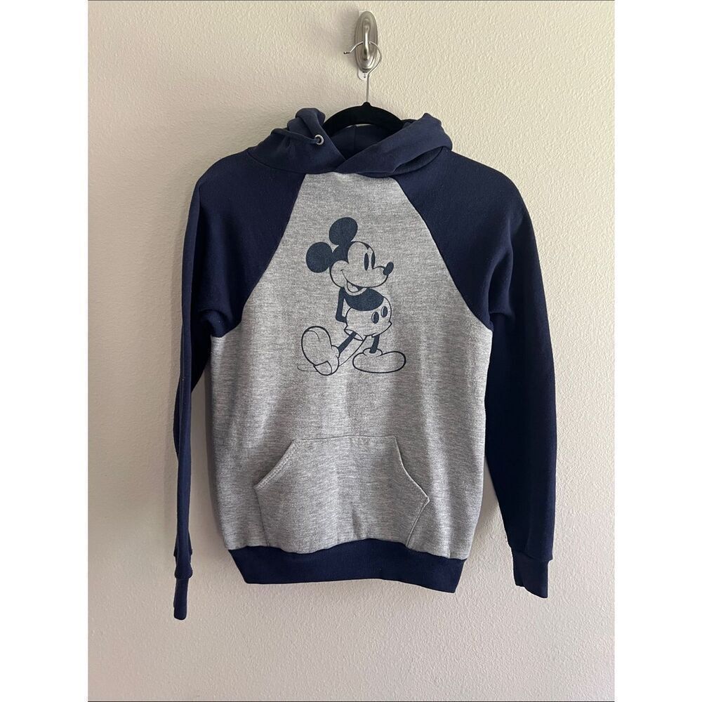 VTG Youth 80s 90s Disney Mickey Mouse Raglan Hoodie Made in USA XL